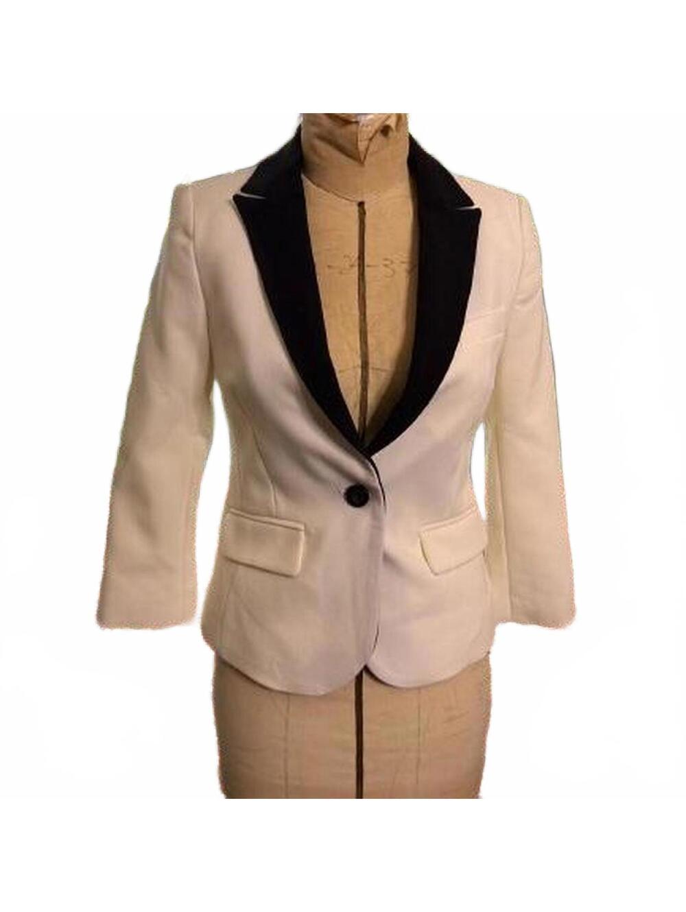Forever 21 Cream and Black Blazer with Velvet Collar